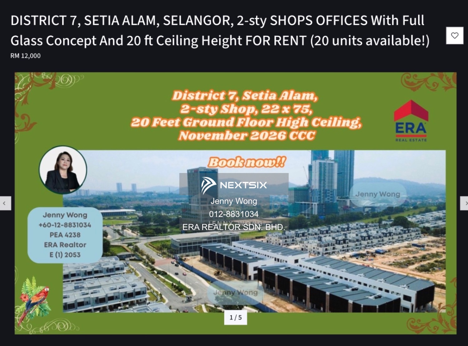 Shop Office For Rent in Setia Alam Selangor